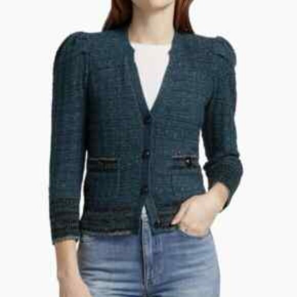 L'Agence Jenni Waffle-knit Cardigan Deep Teal-Multi Colour - Never worn - Picture 1 of 6